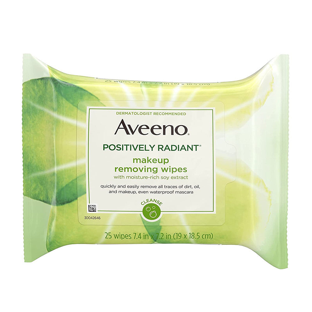 Aveeno Positively Radiant Makeup Removing Wipes, 25 Ea